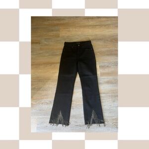 Elegant Black Fringed Women's Jeans